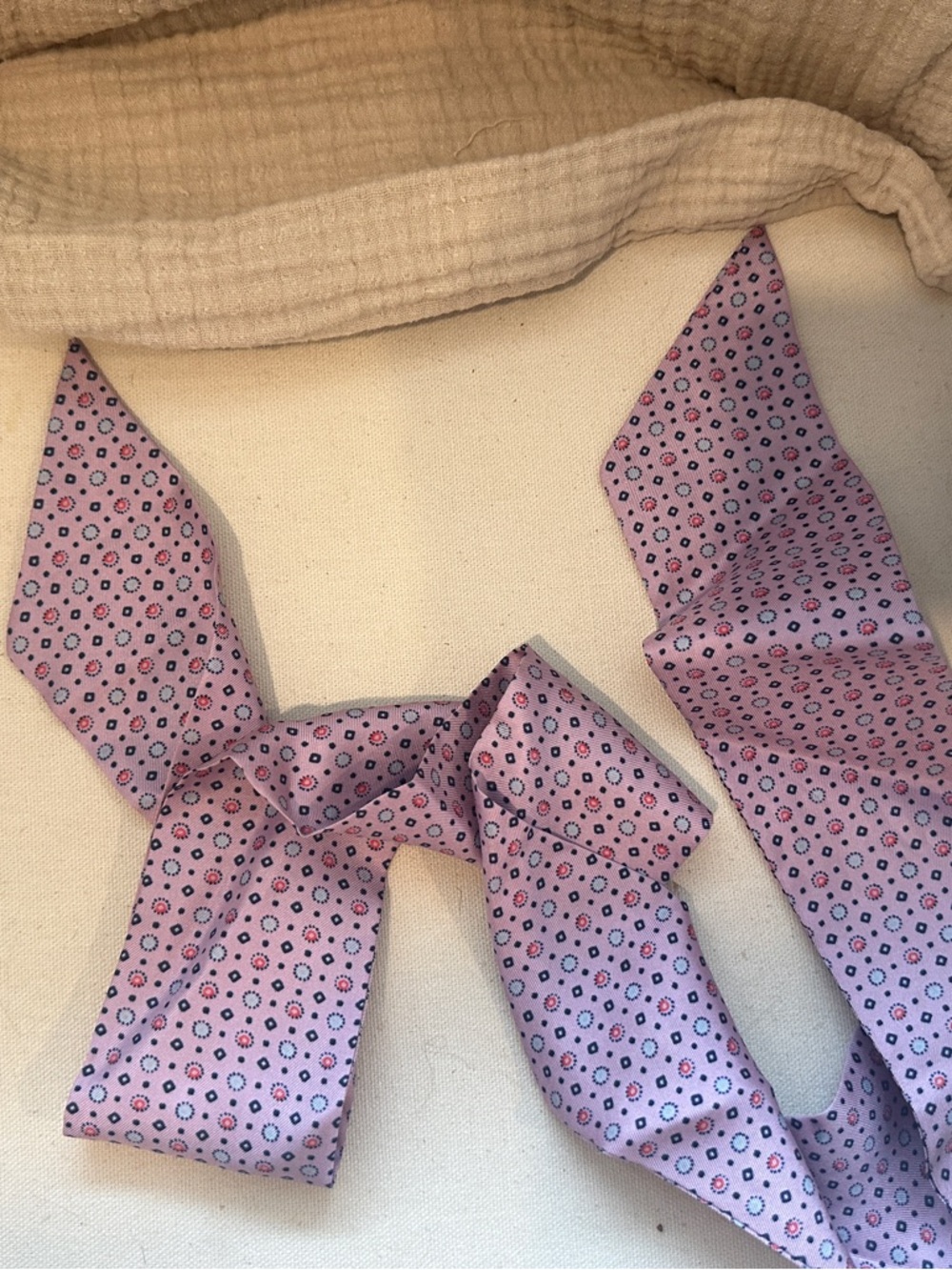 Jcrew Lavender Micro-Pattern Silk Bow Scarf